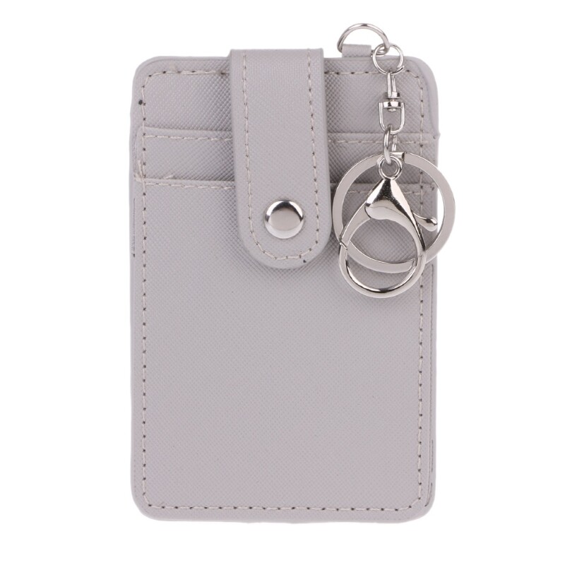 Portable ID Card Holder Bus Cards Cover Case Office Work Keychain Keyring Tool