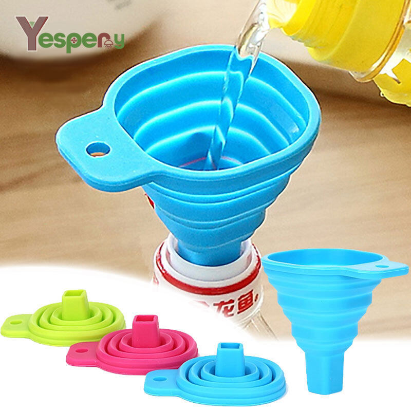 YESPERY Dụng Cụ Gel Silicon Gập Lại Được Xếp Lại Được Phễu Ống Phễu Tiện Ích Nhà Bếp