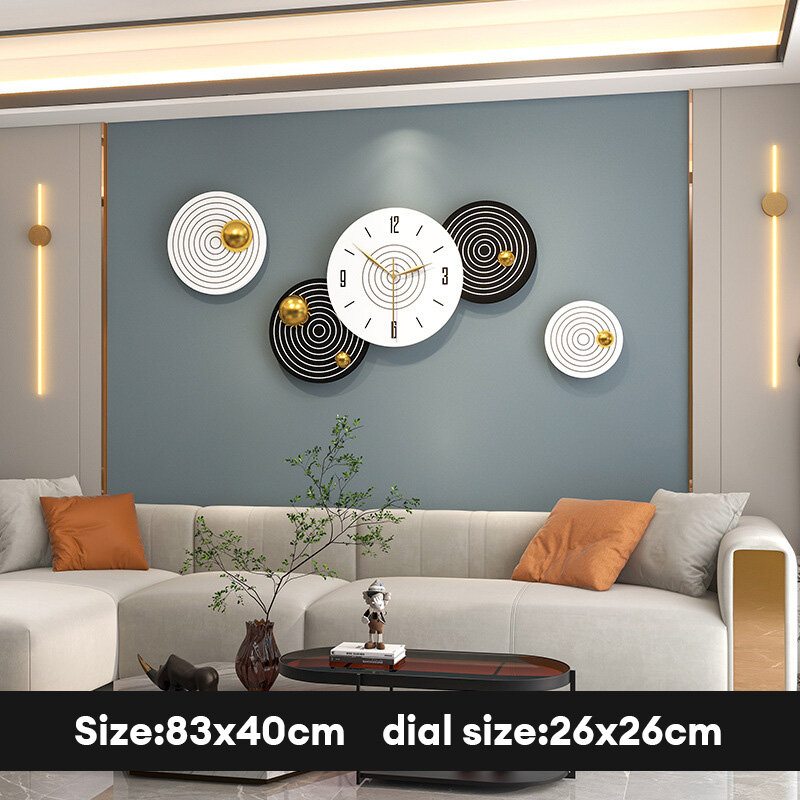 KS Modern simple clock living room high-end light luxury home clock hanging wall oversized background decoration fashion creative wall clock