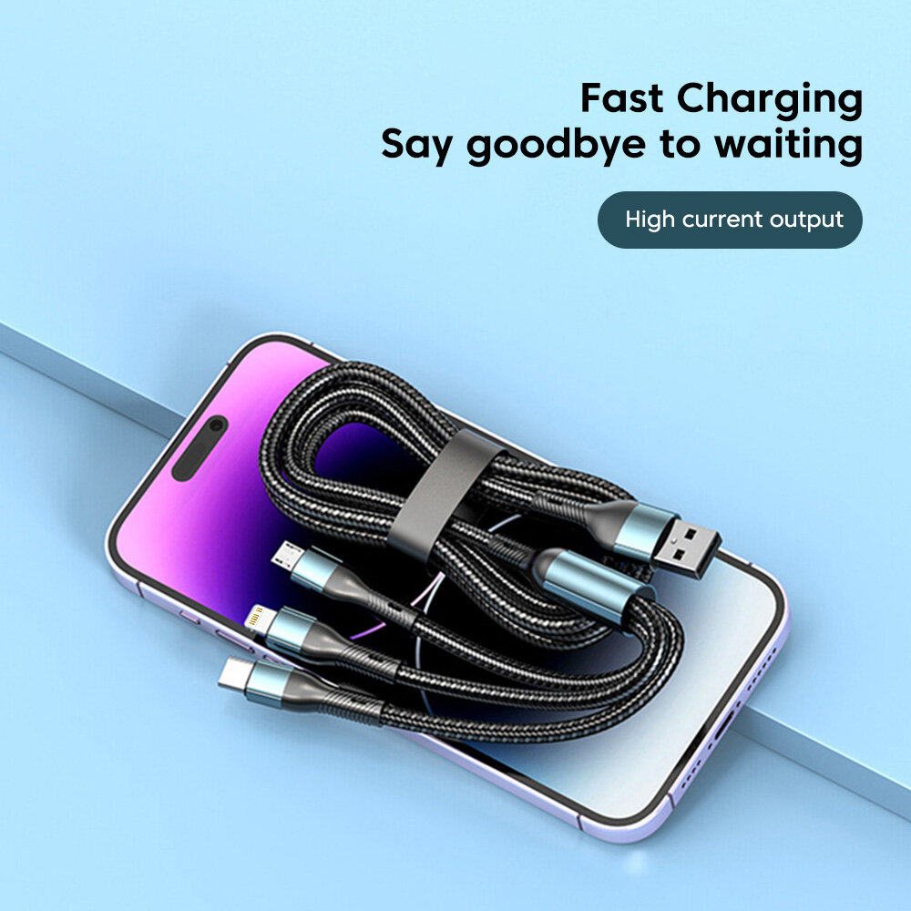 Greenyeah 120W 3 trong 1 cáp sạc nhanh micro USB Type C Cáp USB C dữ liệu dây Dây