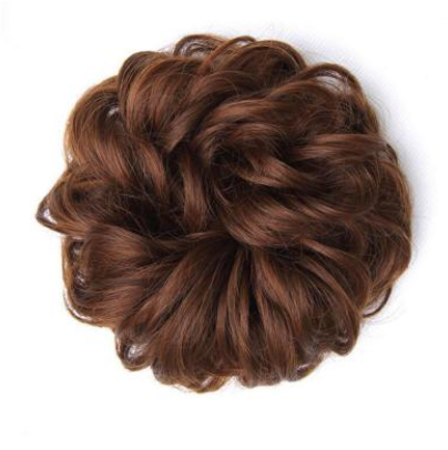 Women Black Curly Rubber Band Drawstring Hairpieces Elastic Band Messy Hair Donut Bun Synthetic hair Curly Chignon