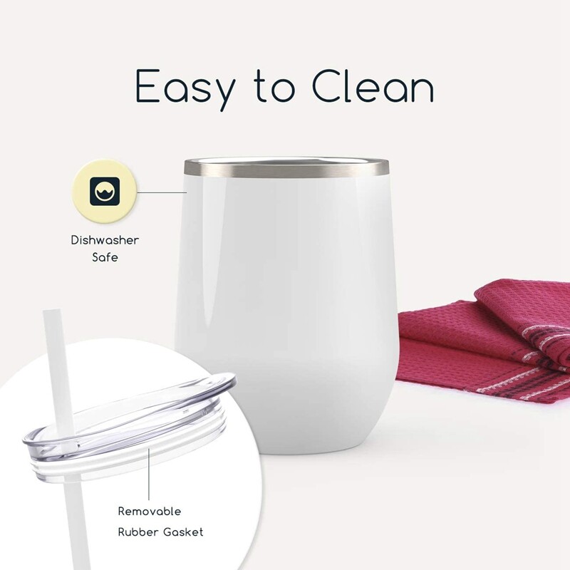 12Oz/4 PACK Stainless Steel Wine Tumbler Glasses with Lid, Double Wall