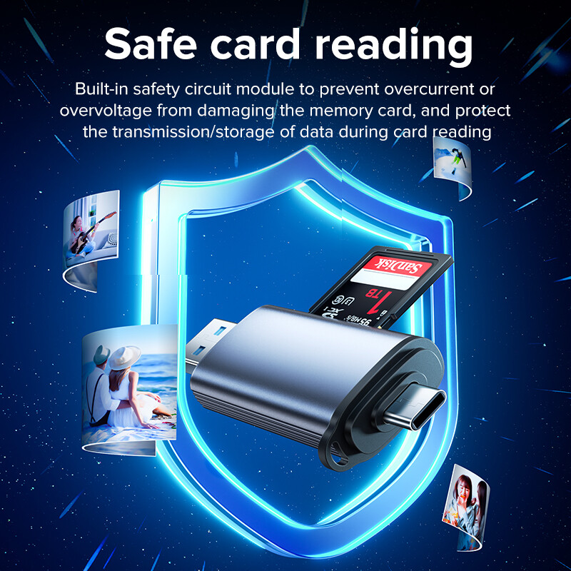 LLANO Card Reader Type-C USB 3.0 SD TF Micro SD Memory Card Reader with dual-interface Support Simultaneous Reading for PC Phone Tablet