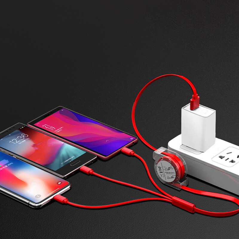 3 trong 1 cáp dây rút Micro USB cáp sạc sạc USB đa năng Cáp USB C Type-C cáp phổ dụng