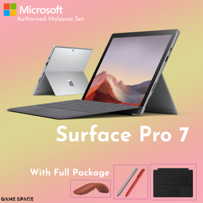 Microsoft Surface Pro 7 intel i5 / 8 GB / 128 GB Platinum ( Bundle with Black Surface Pro Type Cover & Surface Pen) Malaysia Set. | Same-day Shipping Malaysia