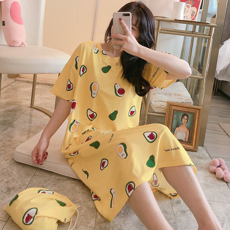 Nơi bán 2020 Phụ Nữ Đồ Ngủ Mùa Hè Ăn Mặc Áo Ngủ Lụa Badydoll Nữ Lụa Phim Hoạt Hình O Cổ Cỡ Lỡn Femme Ngủ