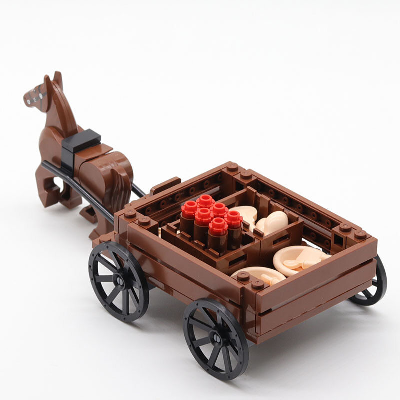 4PCS Original and innovative product Three Kingdoms building blocks Transport carriage Medieval carriage building blocks Assembling small particle building blocks moc accessories Cable bridge, engineering vehicle, carriage building blocksCity wall buildin