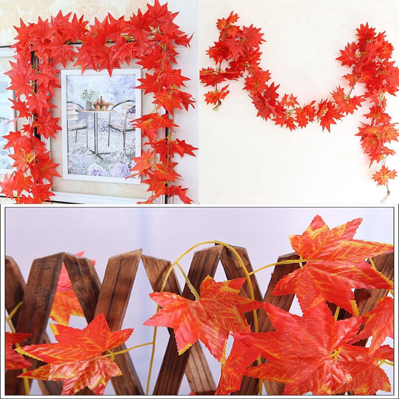 2.4m Autumn Leaves Garland Maple Leaf Vine Fake Foliage Wedding Home Decor