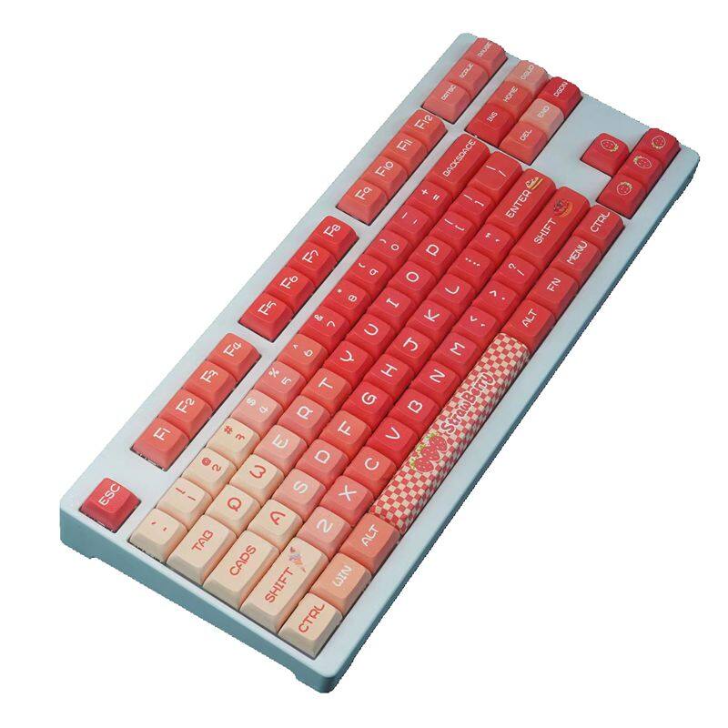 Dâu Tây chủ đề Keycap 130 phím xda hồ sơ PBT thăng hoa cho công tắc Cherry MX KTT TTC hộp jwk chuyển đổi Bàn Phím Cơ RK61/Anne Pro 2/gk61