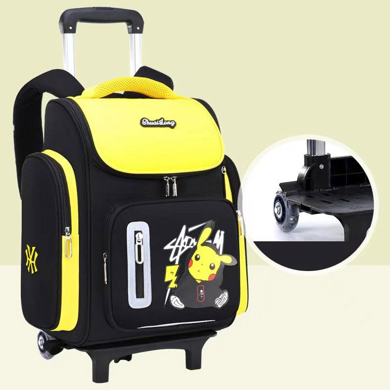 HS primary school student trolley schoolbag children from grade one to grade six can pull back men and women waterproof and reduce the burden spine protection