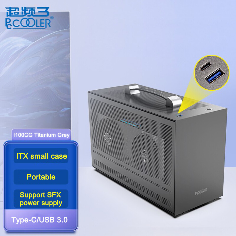 Pccooler Vỏ I100 PRO MINI-ITX Khung Máy Tính Để Bàn Nhỏ ITX Di Động Hỗ Trợ Thẻ Đồ Họa SFX Power 30 Vỏ Máy Tính Chơi Game