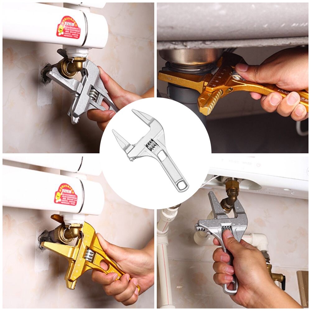【hot】 Multi function Sanitary Wrench Aluminium Alloy Short Handle Large Opening Wrenches Universal Spanner Repair Tool for Water Pipe