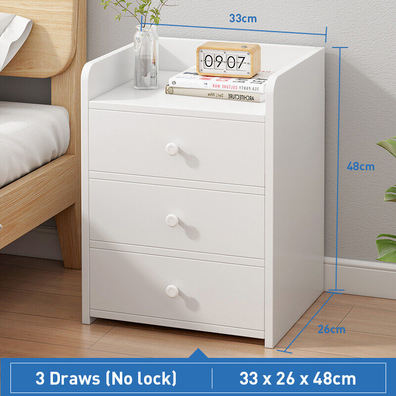 QUANU【With lock】3 Tier Office With Drawer Bedroom File Storage