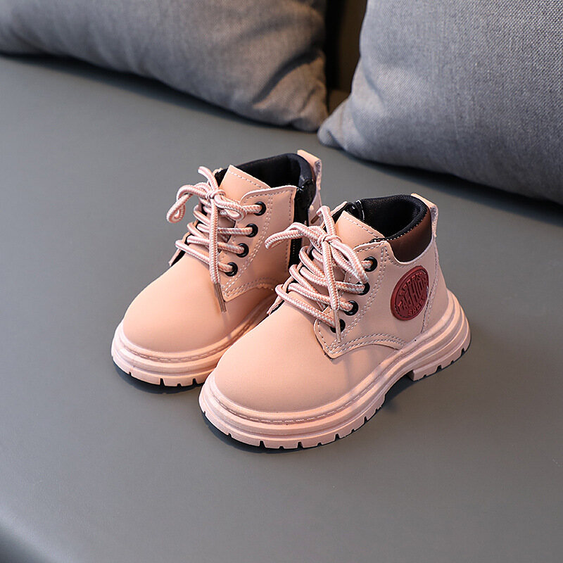 Children's autumn and winter fashion British short boots boys fashion Martin boots side zip girls soft bottom single boots baby boots