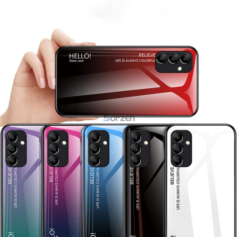 Đối với Samsung Galaxy A14 5G Vỏ bằng kính cường lực Gradient chống va đập Vỏ bảo vệ toàn diện Mặt sau