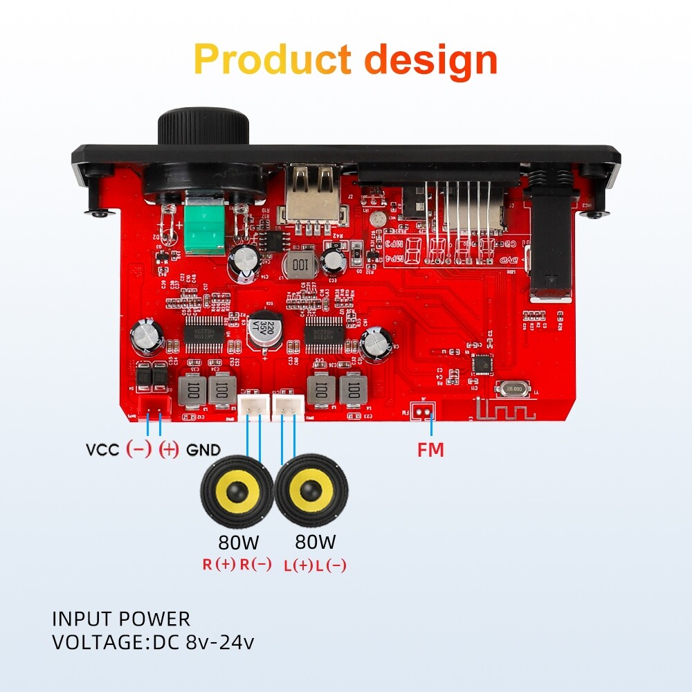 Bảng Mạch Giải Mã MP3 Bluetooth Khuếch Đại 2*80W Máy Nghe Nhạc MP3 12V Mô-đun Radio FM Trên Xe Hơi Micrô TF Ghi Âm Cuộc Gọi Rảnh Tay