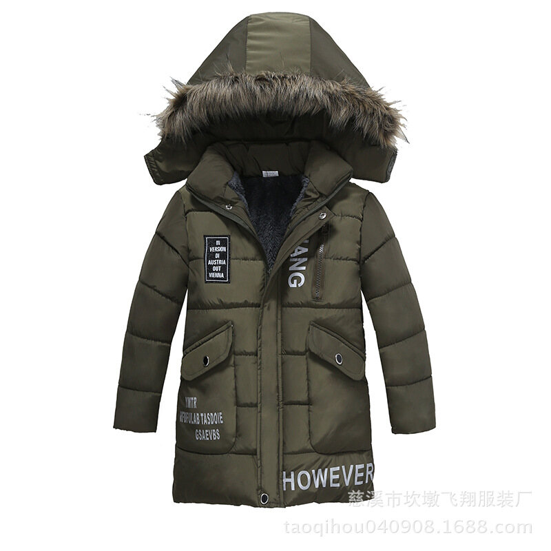 Warm Thickening Winter Fur Collar Child Coat Children Outerwear Windproof Baby Boys Girls Jackets For 3-8 Years Old