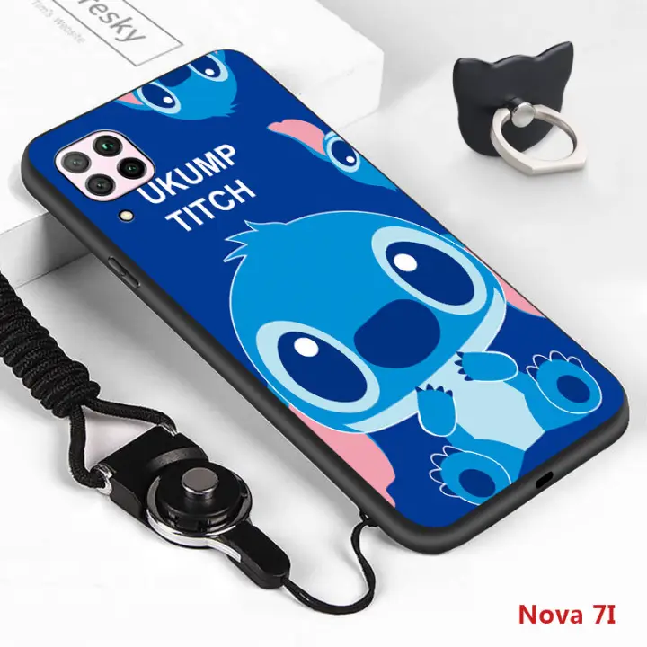 For Hp Huawei Nova 7i Huawei Nova 7i Lovers Stitch Angel Case Girls Boys Sweetheart Softcase 626 Shockproof Soft Tpu Silicone Mobile Phone Back Cover Finger Ring Lanyard Lazada