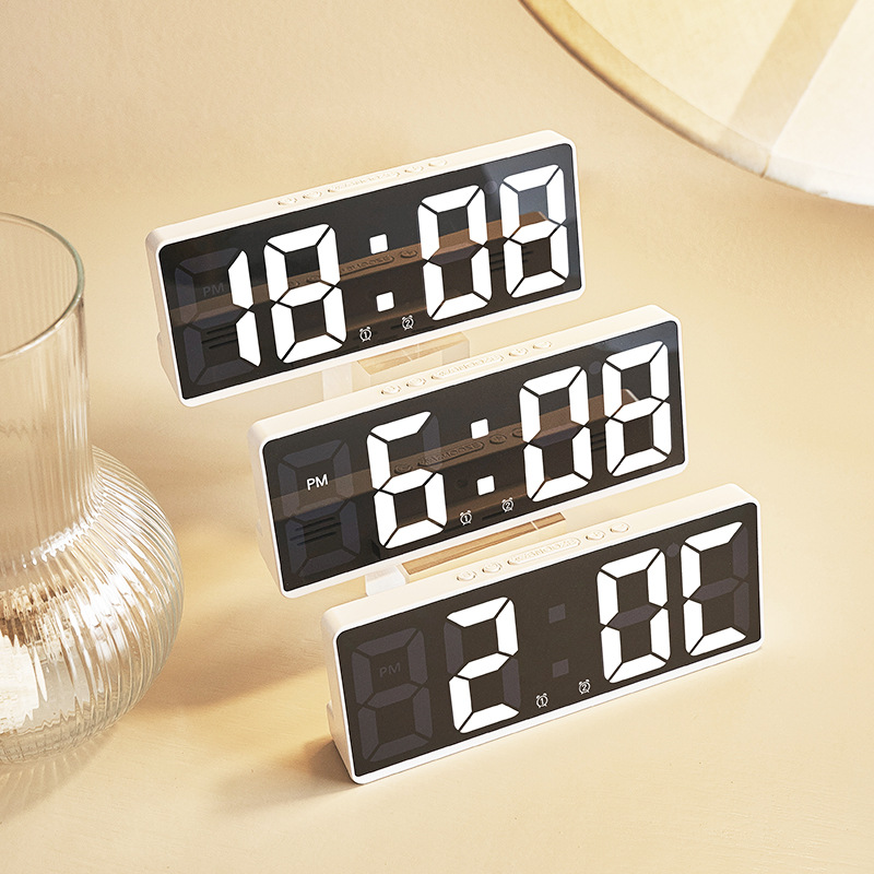 Two sets of alarm clock simple LED clock large screen digital clock bedroom bedside clock Korean version of the fashion clock