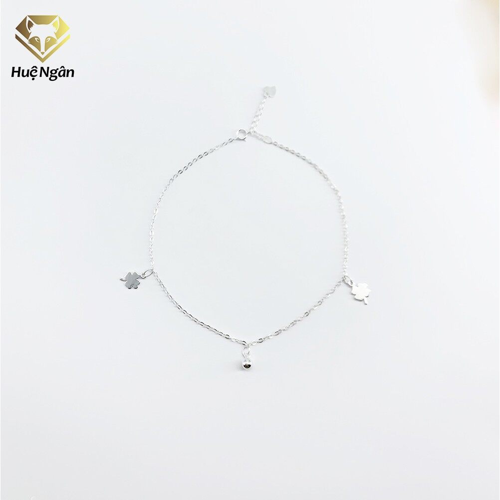Lắc chân bạc ý 925 huệ ngân - cỏ bốn lá và chuông rybj50040