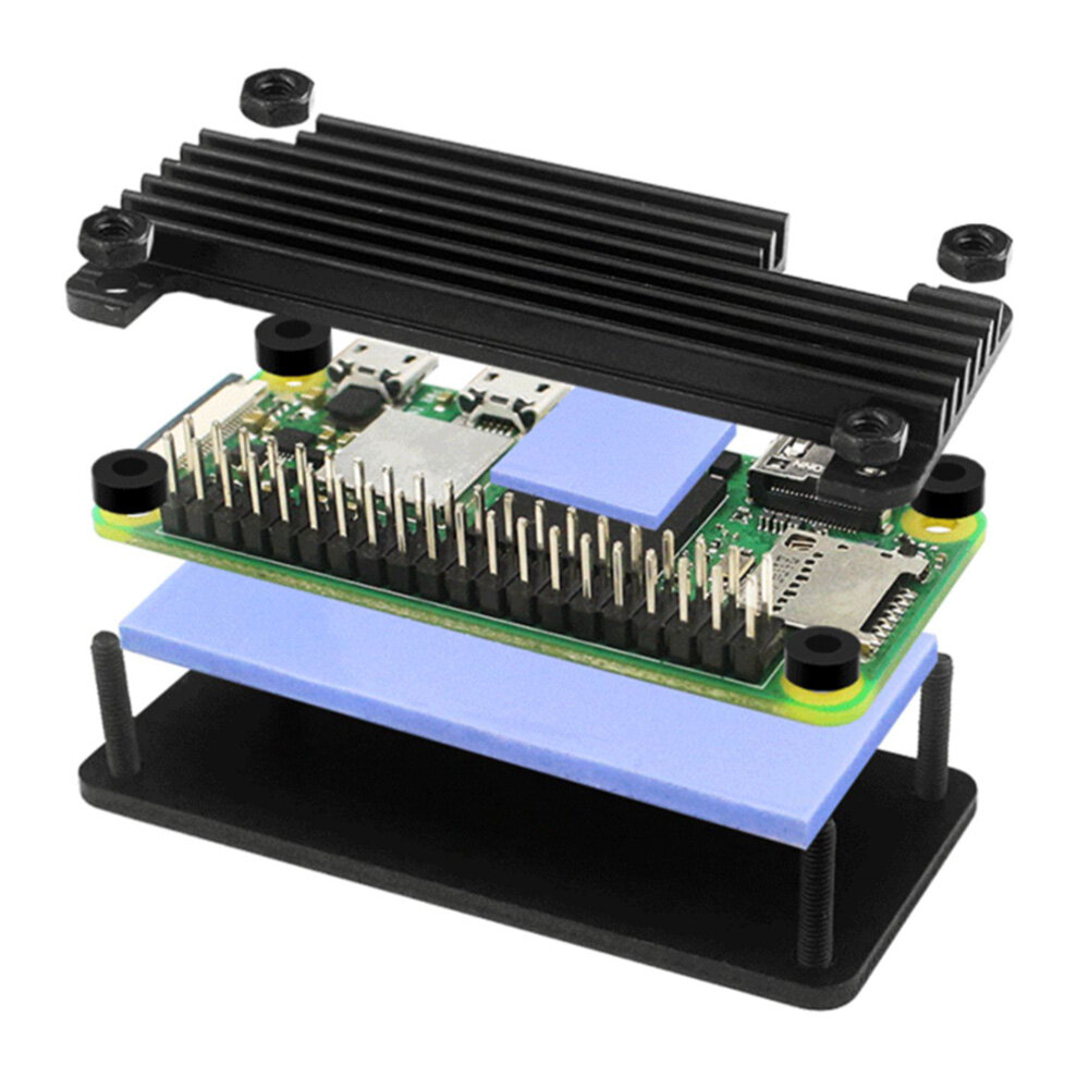 LANGTU Vỏ Nhôm Nguyên Chất 2W Raspberry Pi Zero Vỏ Bảo Vệ 2W Raspberry Pi Zero + Đầu Ghim