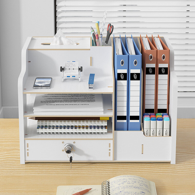 YONUO Students' simple bookends, bookshelves, office document racks, multi-layer racks, sub-desktop wooden folder storage boxes