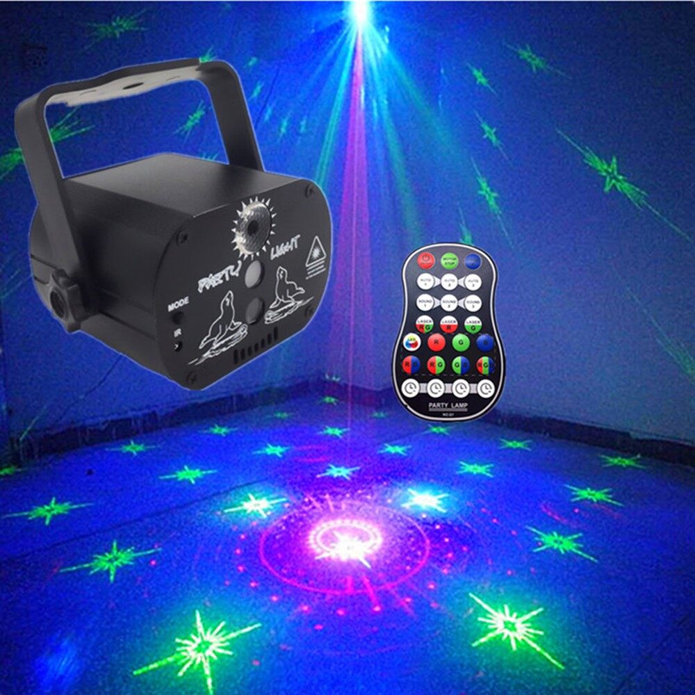PASTSKY 90 Pattern Stage Laser Light Projector Lights Strobe Lights Party DJ Disco Lights Sound Activated RGB LED With Remote Control For Christmas Decoration Birthday Wedding KTV Bar