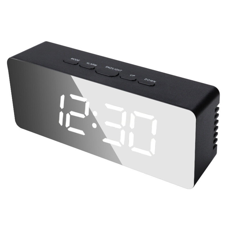 LED Mirror Alarm Clock Digital Clock Home Decoration Clock Snooze Time Electronic Large Time Temperature Display Night Mode