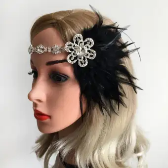 Magideal 1920s Flapper Headpiece Roaring 20s Great Gatsby Feather