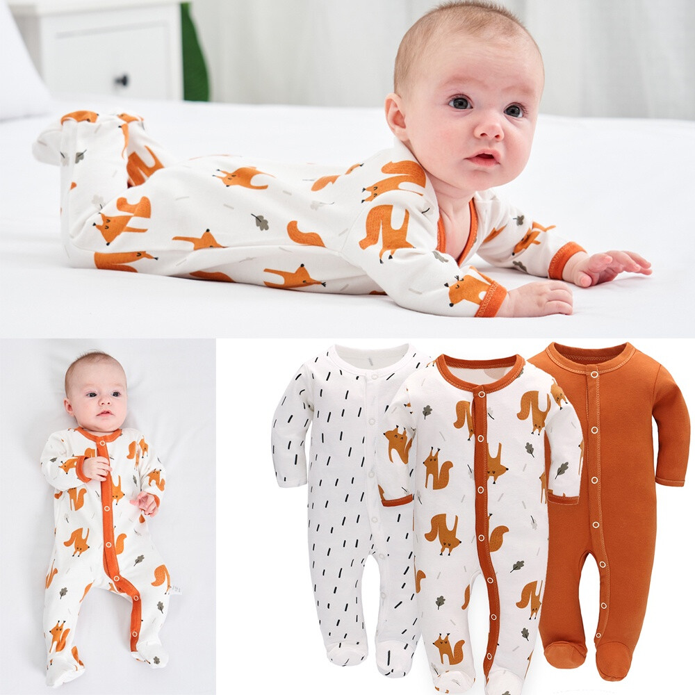 Newborn Baby Clothes Button Long Sleeve Baby Rompers Cotton Bodysuit for Boys and Girls NB 18M Cute Fashion Pattern Lazada