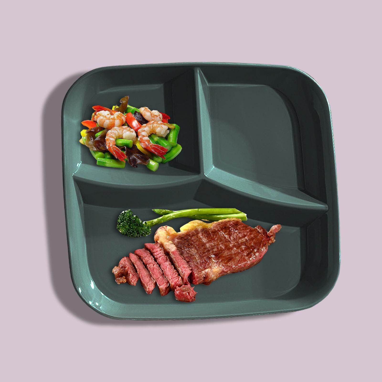 Serbery 3-Compartment Plate Food Dish Diet Food Control for Restaurant Kitchen