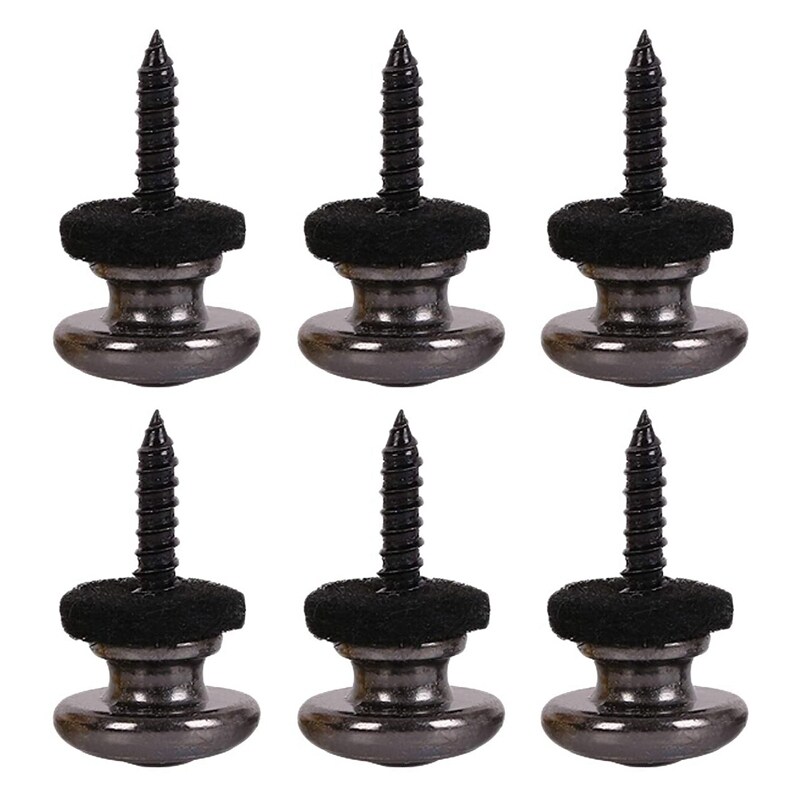 6 Pieces Mushrooms Head Guitar Strap Buttons Strap Locks Chrome (Black) Malaysia
