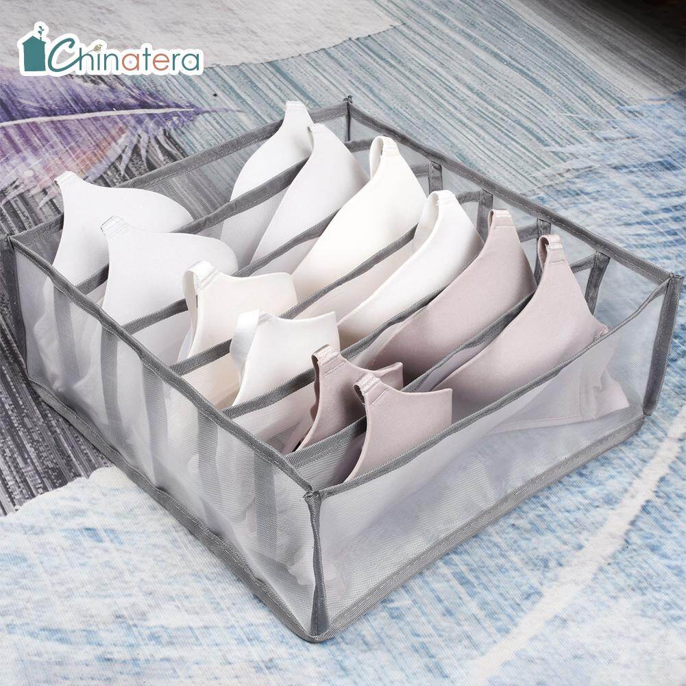 [Chinatera] 6/7/11 Grids Portable Underwear Storage Compartment Box Foldable Bra Organizer Drawer Socks Storage Box Cabinet Drawer Divider Home Wardrobe Organizer