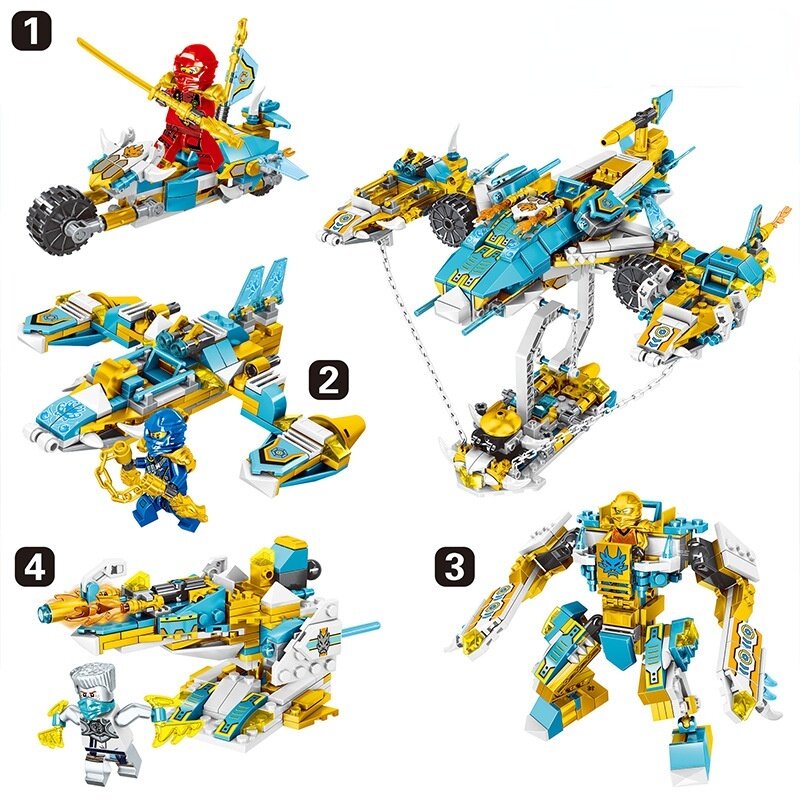 712PCS 4 In 1 Legoing Ninjago Floating Ninja Dragon Mecha Spaceship ...