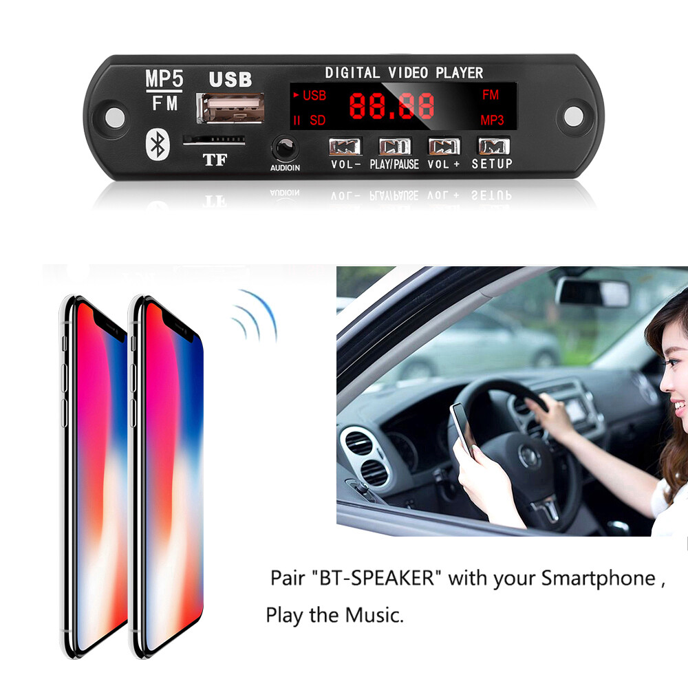 Bo Mạch Giải Mã MP5 Bluetooth Mô-đun Giải Mã Máy Phát Video MP5 Âm Thanh Bluetooth 5.0 Không Dây DC 12V Hỗ Trợ USB TF Đài FM Chức Năng Video Âm Thanh MP3 WAV MP4 MP5 Có Điều Khiển Từ Xa