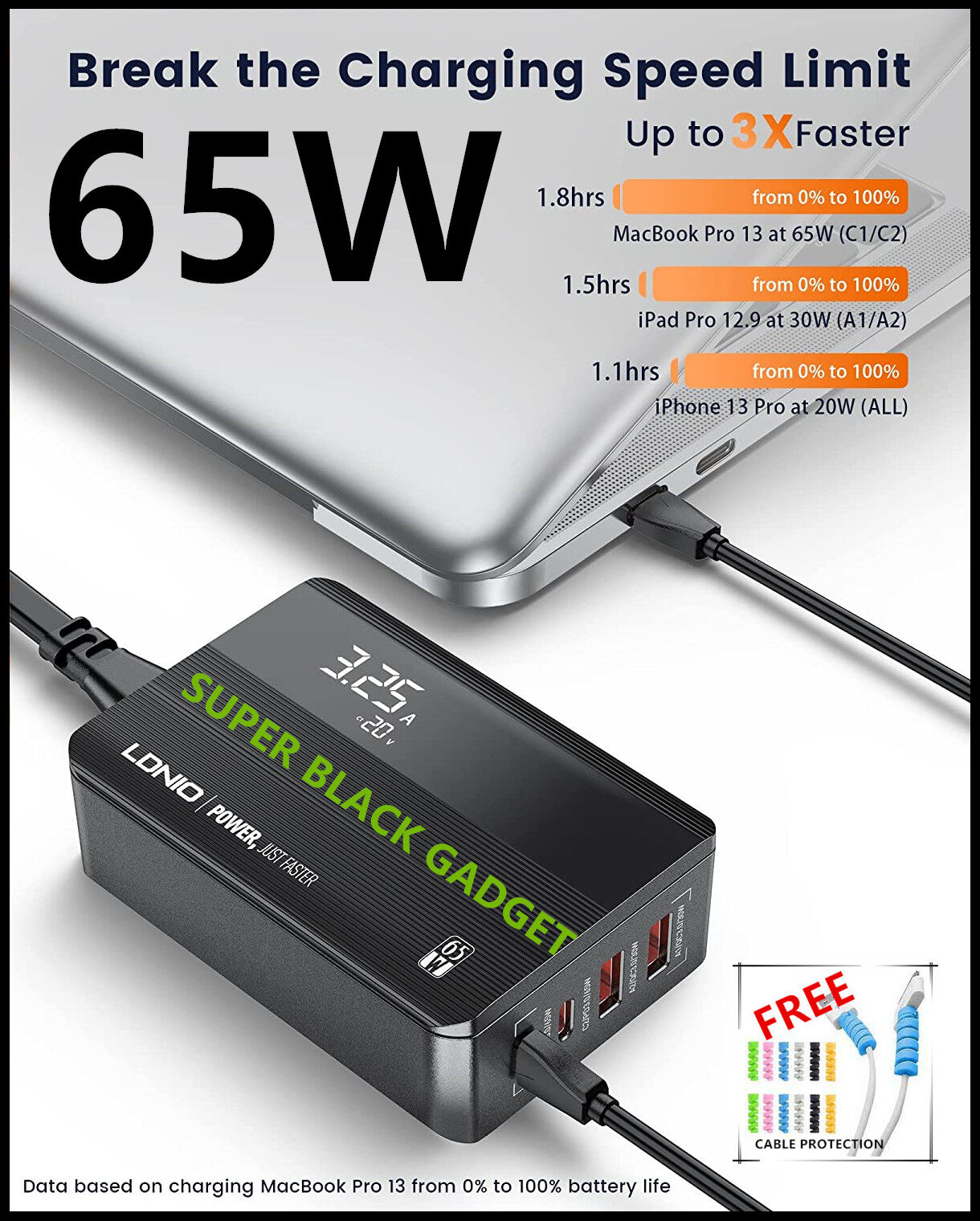 LDNIO SC5614 2Meter Extension Cord with 5 Socket Outlets and 4 USB