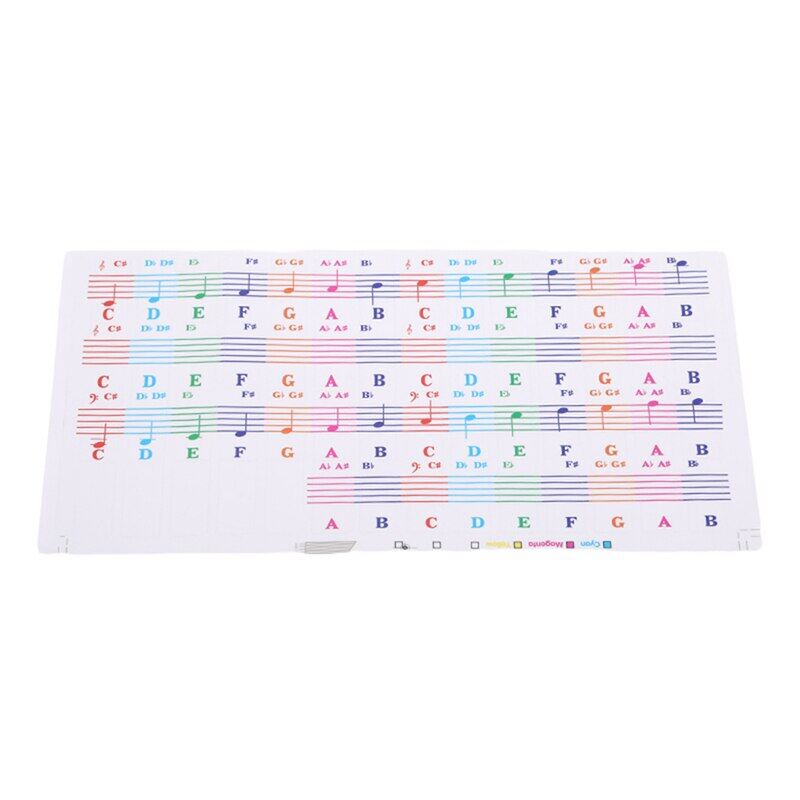 61Key Color Piano Letter Notes Transparent Piano Keyboard Stickers Hand Roll Detachable Electronic Piano Spectrum Sticker Symbol