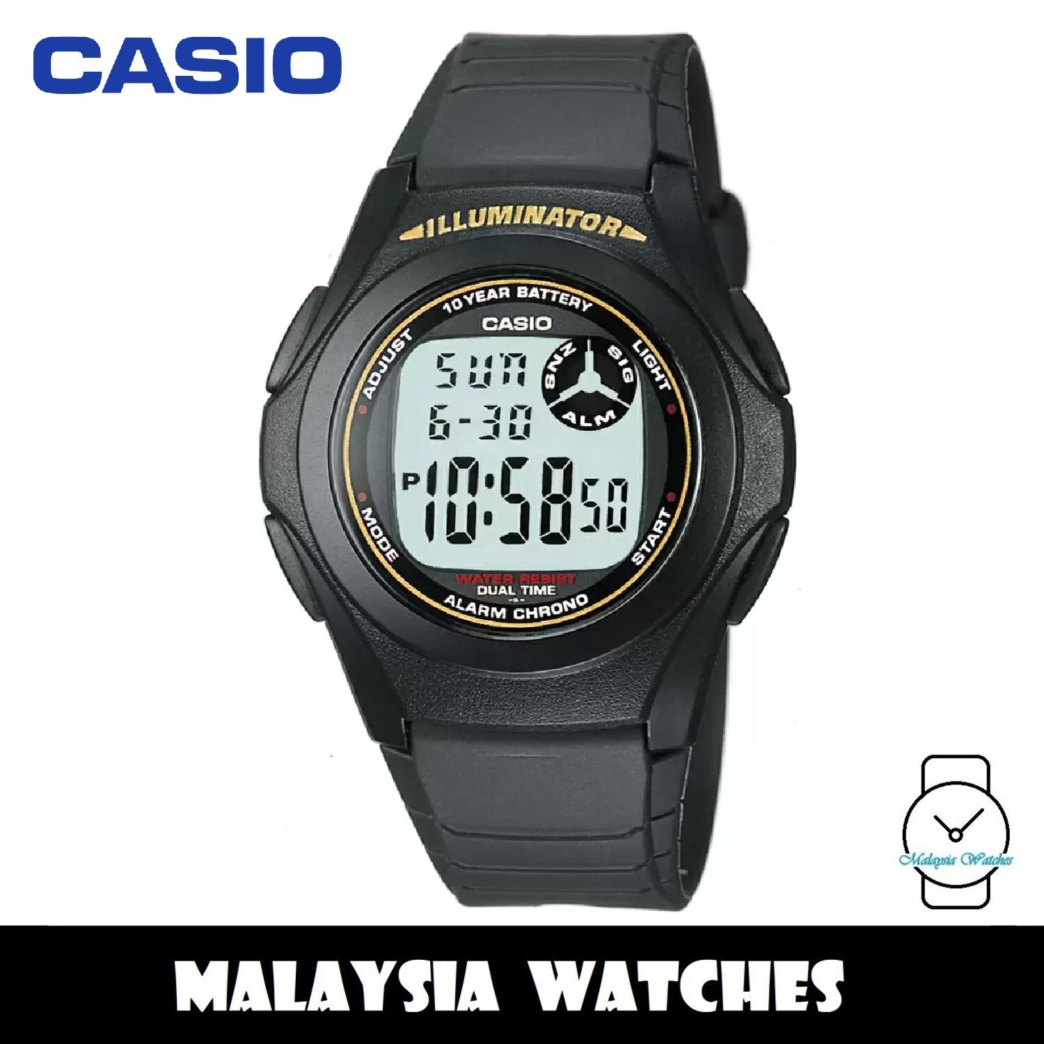 100 Original Casio F 200W 9A Standard Digital 10 Year Battery Black Resin Watch F200W F200W 9A F 200W 9ADF Lazada