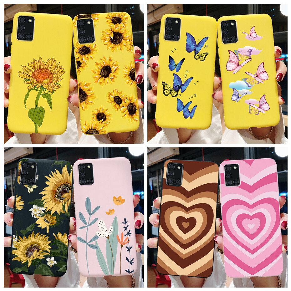 For Samsung Galaxy A31 Case SM-A315G A315F Soft TPU Daisy Sunflower Phone Protective Cover For Samsung A31 Case 6.4''