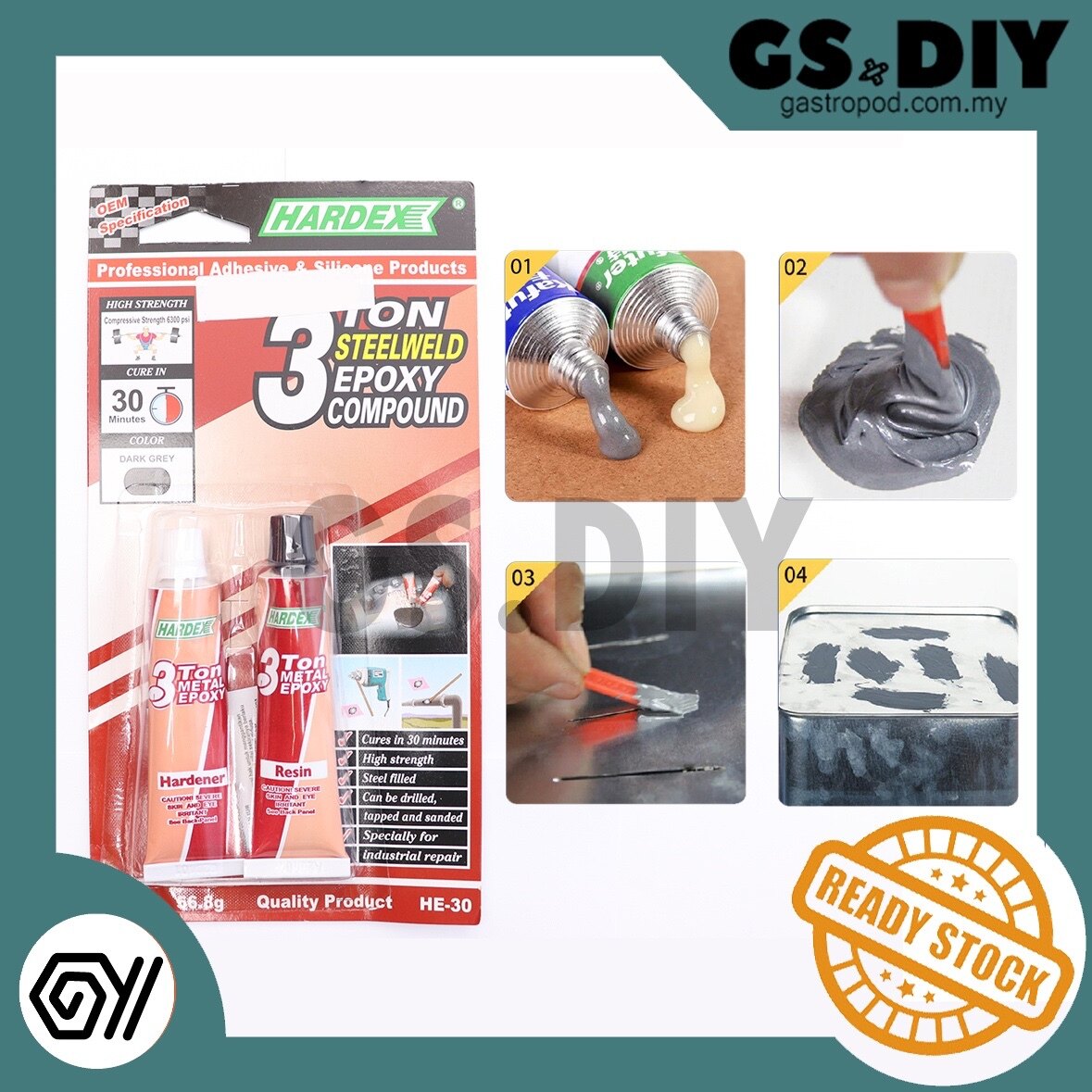 Hardex HE30 3 Ton Steelweld Epoxy Compound, Metal Epoxy🐅Sebatian