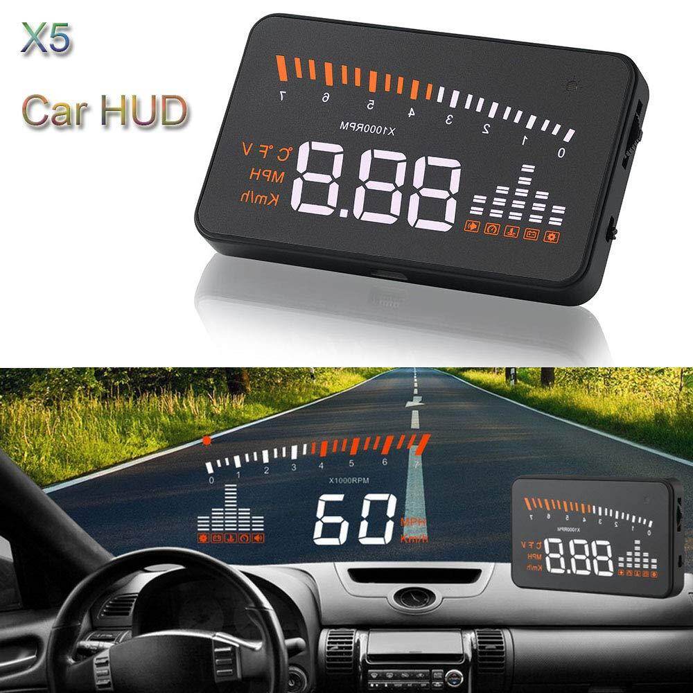 JPK【Ready Stock】X5 Car HUD Head Up Display OBD II EOBD Automatic Matching Overspeed Warning System Projector Windshield Car Voltage Speed Alarm