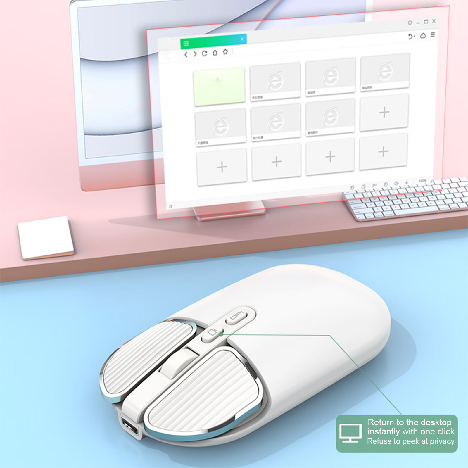 M203 Wireless Mouse Dual Mode Ergonomic Rechargeable Silent Power-saving DPI Adjustable 5 Buttons 2.4G Bluetooth-compatible Optical Mouse for PC