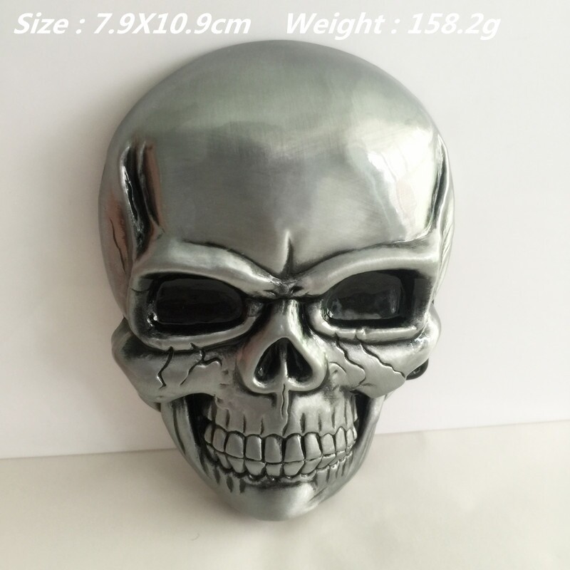 3D Silver Gnash Skull Belt Buckle Suitable 4cm Wide Belt Jeans Accessories