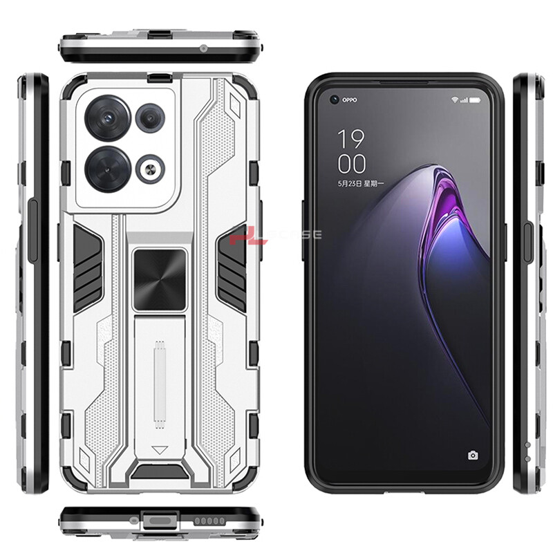 PlusCase for OPPO Reno8 5G Case Shockproof Kickstand Armor Camera Lens Protector Hard Back Cover