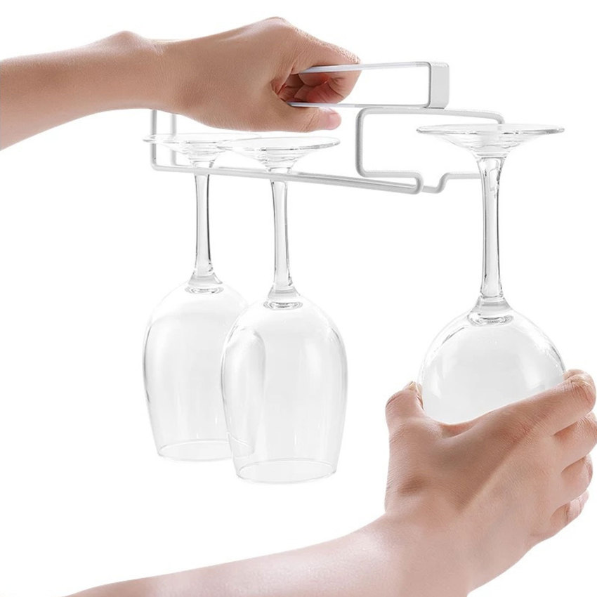 Giá Để Ly Rượu Vang Kệ Đựng Đồ Có Chân Treo Tường Đảo Ngược Giá Sắp Xếp Dưới Tủ Không Cần Đục Lỗ Giá Để Ráo Nước Dụng Cụ Nhà Bếp