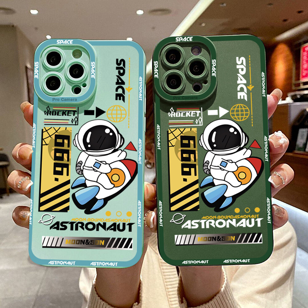 Jizetin Phone Casing For Redmi Note 11 Note 11 Pro Note 11 Pro 5G Note 11S Note 10 Note 10 5G Note 10 Pro Note 10S Cute Cartoon Space Astronaut Soft Rubber Cellphone Casing New Full Lens Camera Protect Shockproof Case