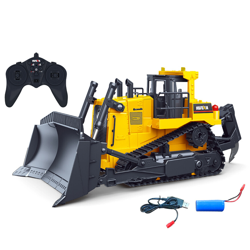 Huina 1554 1:16 Remote Control Bulldozer Truck 8 Channel RC Monster Trucks on Control Car Toys for Boys Teen Hobby Engineering Vehicles Gift Huina 569