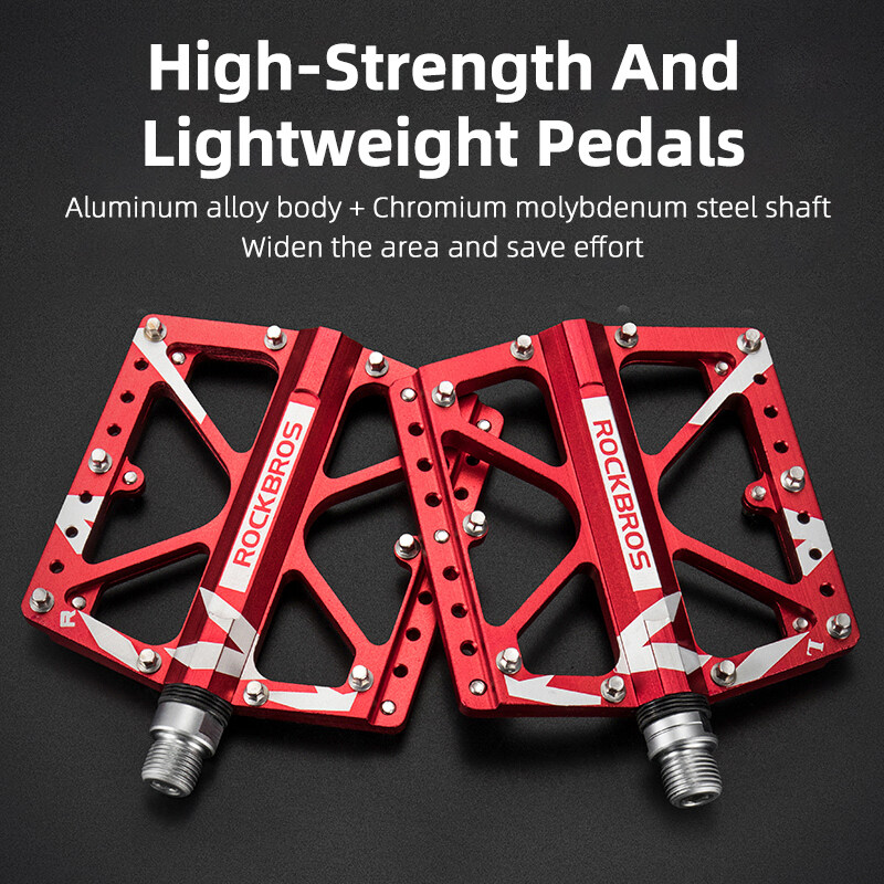 ROCKBROS Bike Pedal Aluminum Alloy Non-slip High Strength Carbon Fiber Seal Bearing Widened Dustproof Pedal Bicycle Accessories