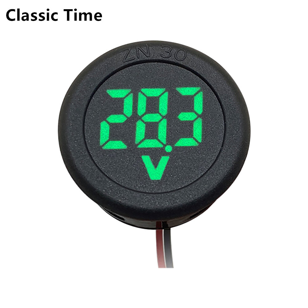 DC 4-100V LED Digital Display Round Two-wire Voltmeter DC Digital Car Voltage Current Meter Volt Detector Tester Monitor Pane