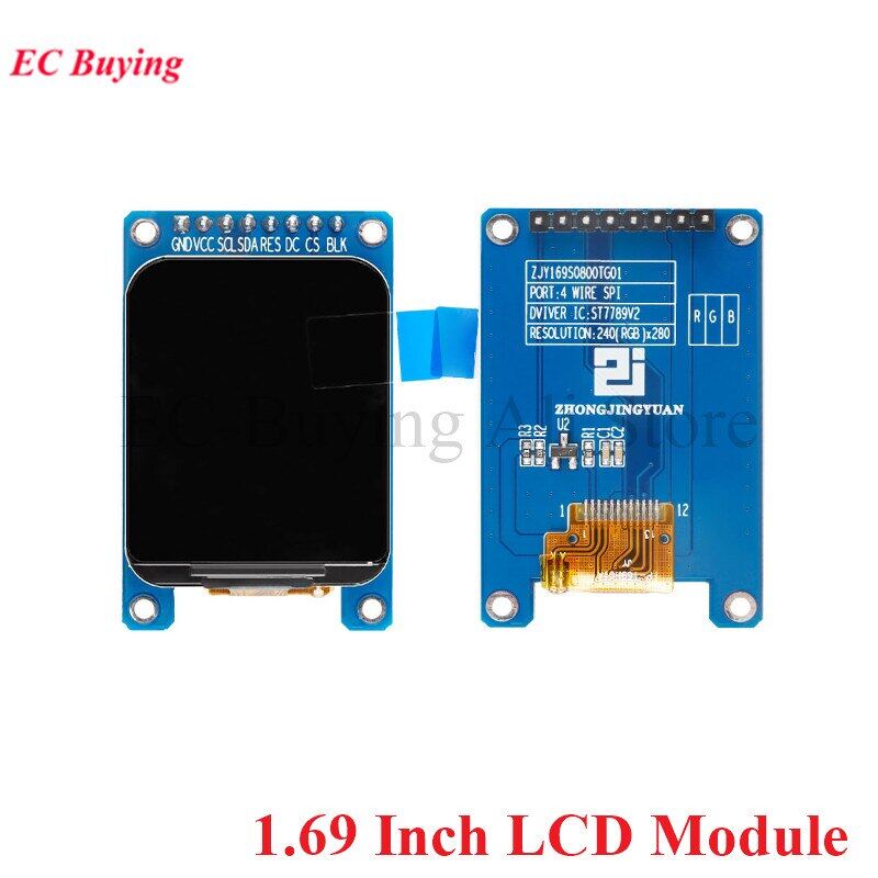 1.69 inch 1.69" color tft display module hd ips lcd led screen 240x280 spi interface st7789 controller